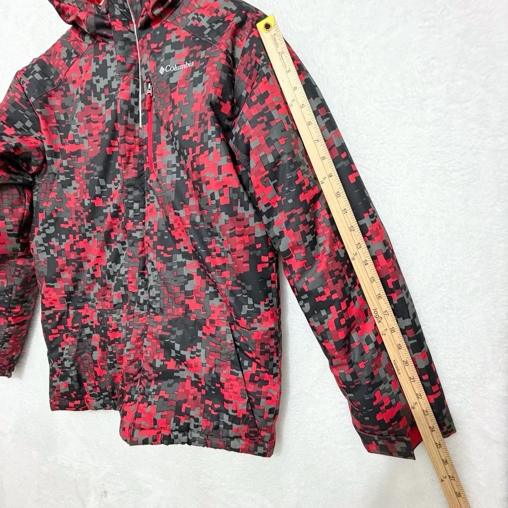 Columbia Kids Jacket Digital Camo Red Grey Insulated Hooded XL Winter Coat